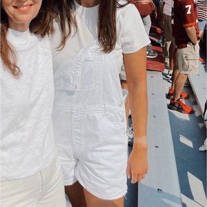 Top shop white denim romper